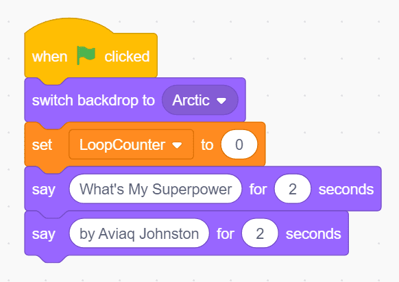 Code in scratch.