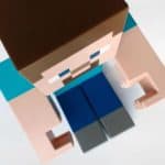 A top-down view of a Minecraft character.