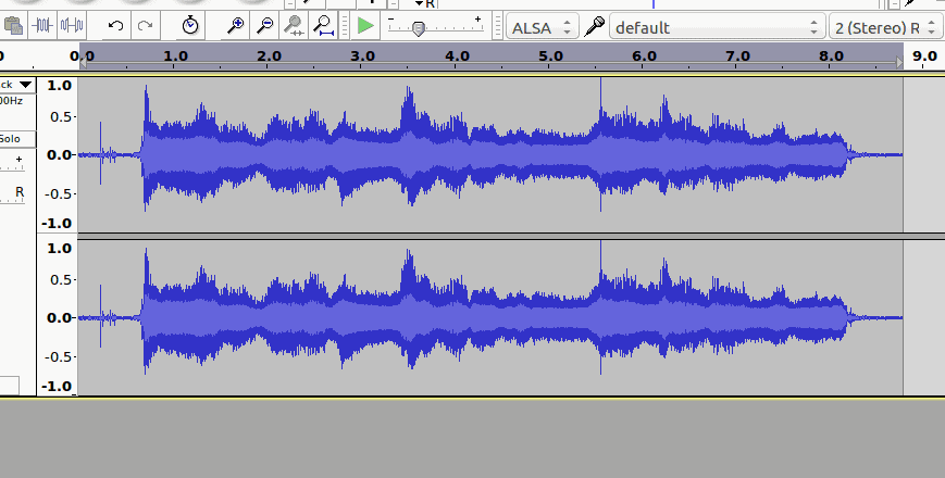 A screenshot displaying an audio recording in audacity.