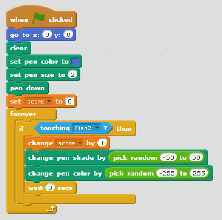 A block of code that sets the timer variable to 30 and then goes down by 1 and waits for 1 second which repeats until timer variable is equal to 0.