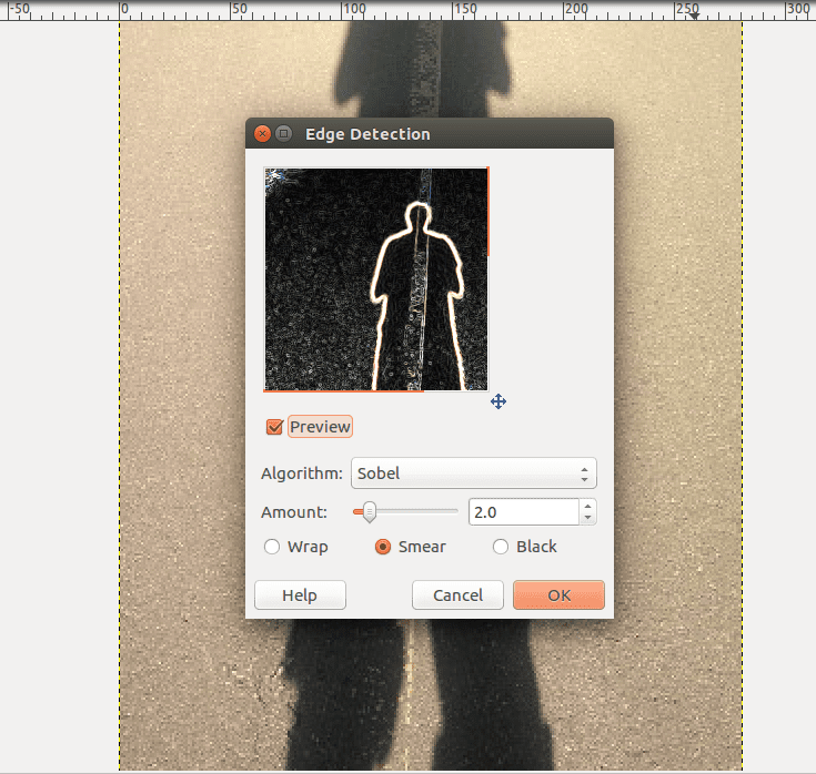 A screenshot displaying the Edge window in gimp.