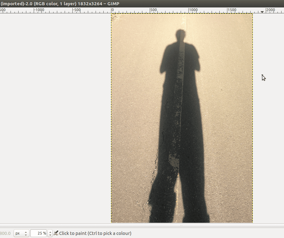 A screenshot displaying a photo of a shadow within gimp.