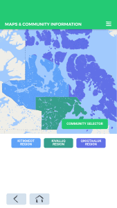 Maps and community information page for Health NU with map of Nunavut