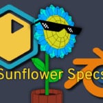 A sunflower wearing glasses in Blender.