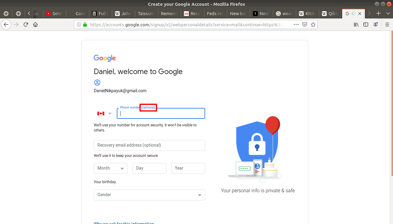 Создать аккаунт gmail