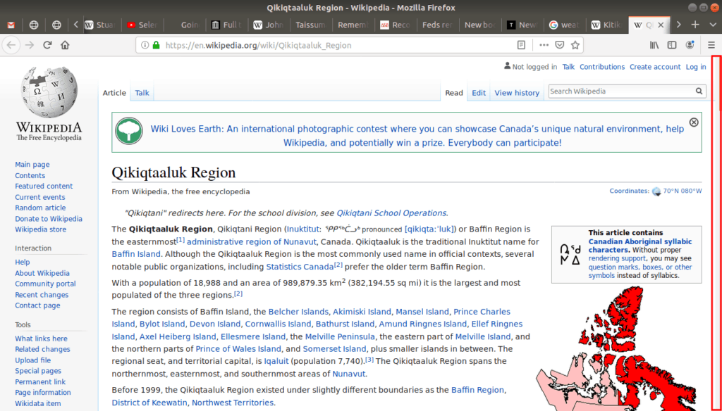 Wikipedia scrolling bar.