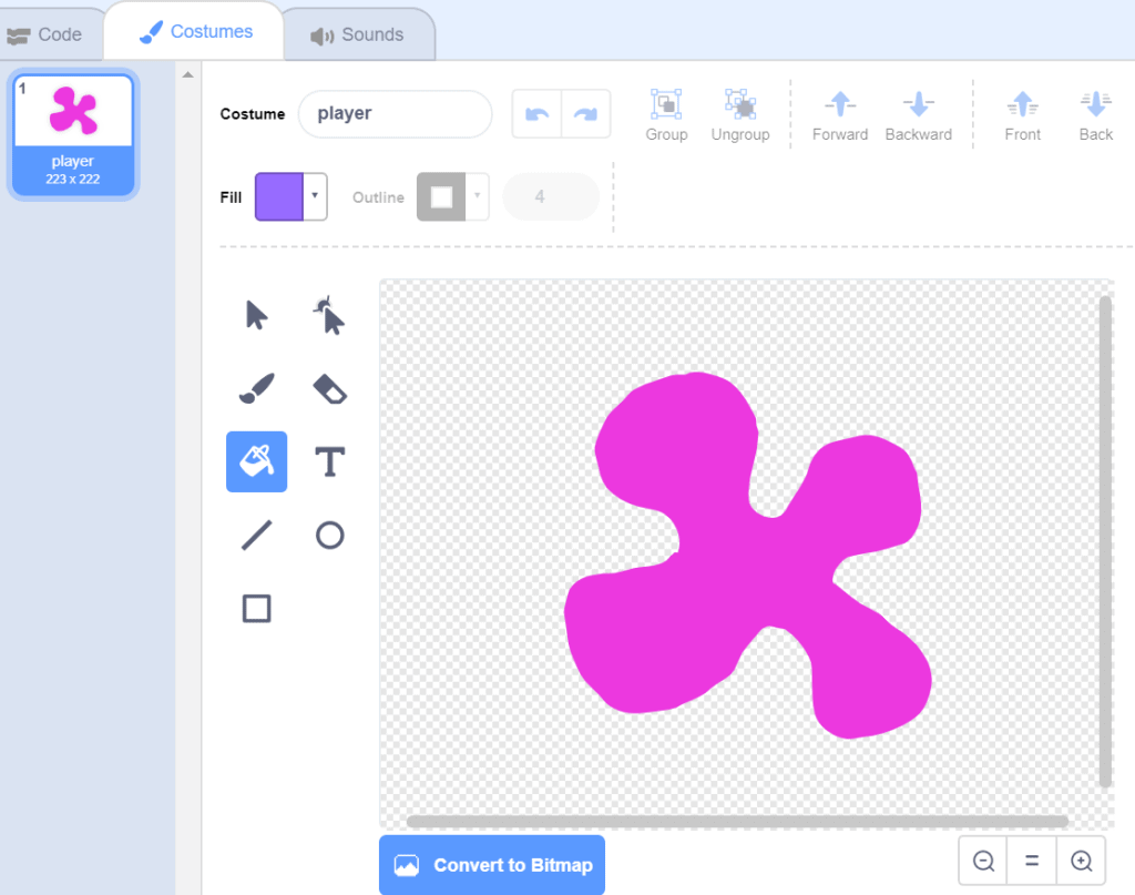 Pink blob in Scratch