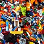 A top-down view of a pile of Lego.