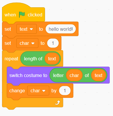 How do I make a procedure in scratch for linking the letters to