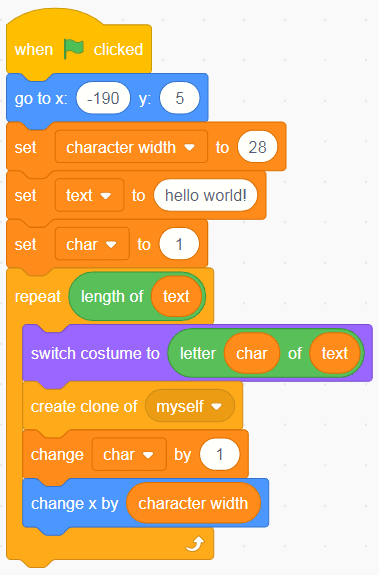 Scratch code blocks.