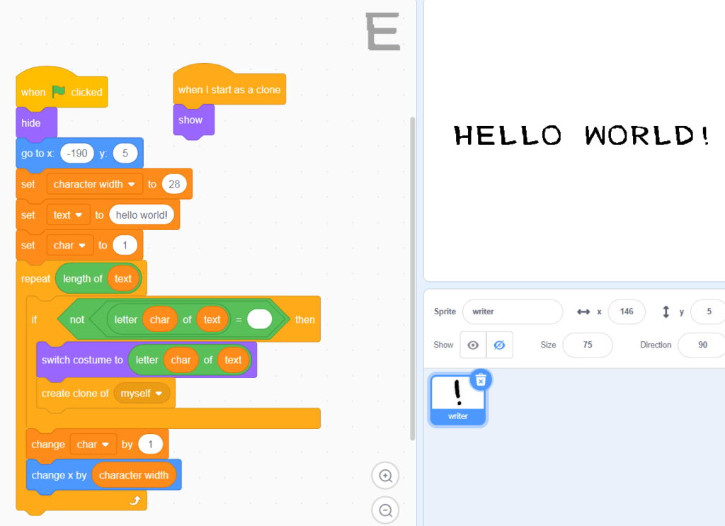 Code displayed in Scratch.