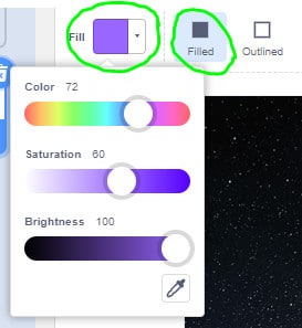 colour slider tool being used in scratch.