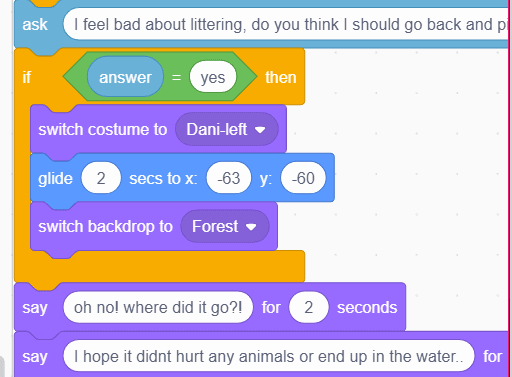 Scratch character Dani's movement blocks.