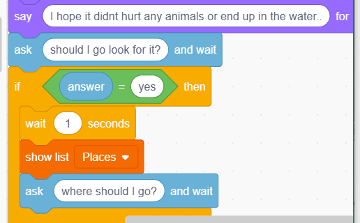 Block code movement for character Dani, in Scratch.