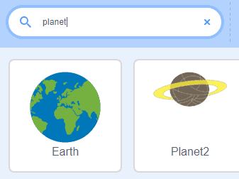 planet searched for in sprites, in scratch.