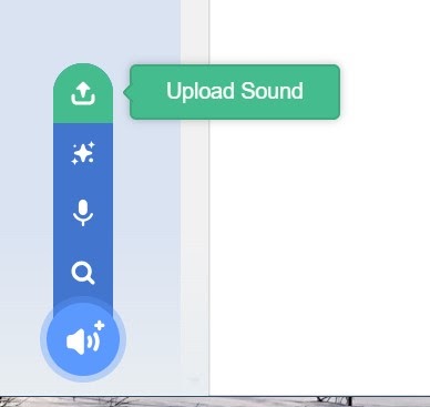 Upload sound option chosen in Scratch.