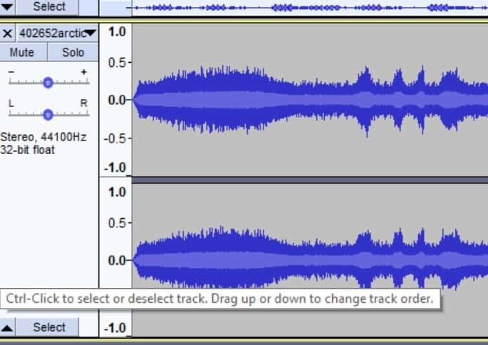 A track of music being displayed as a waveform.