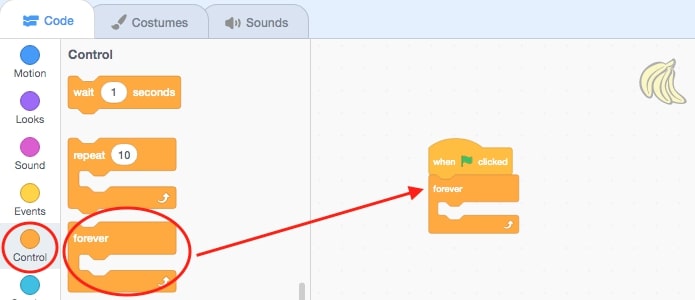 Control block if and then is brought into the script area.