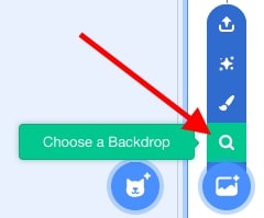 A red arrow pointing to the choose a backdrop option.