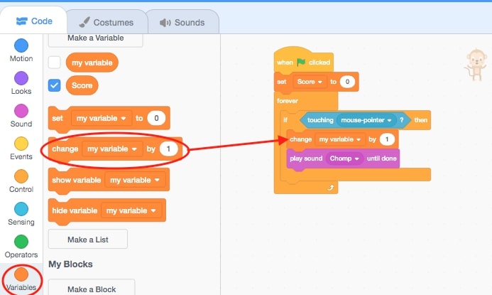 Change my variable is circled.