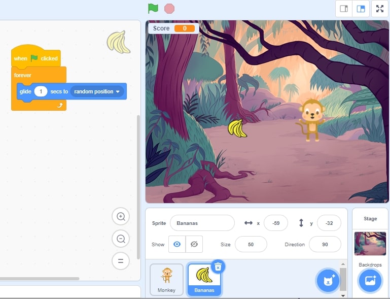 The banana sprite is able to be seen on the screen now.