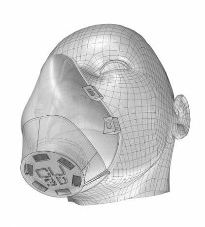 3D modeled person wearing a mask