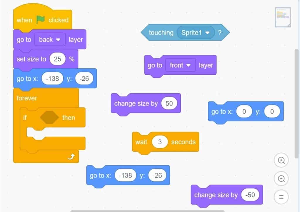 Scratch code blocks separated and stacked.