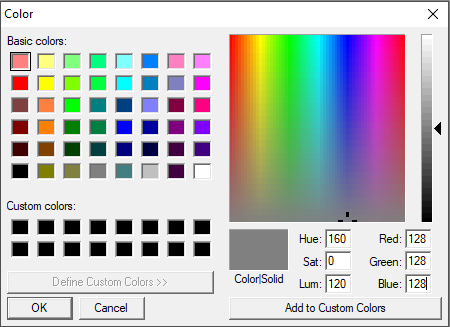 The colour swatch palette in Graphicsgale.