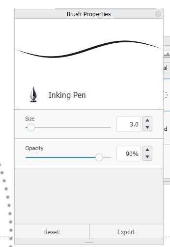Inking pen tool in Autodesk Sketchbook.