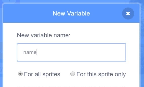 New Variable option.