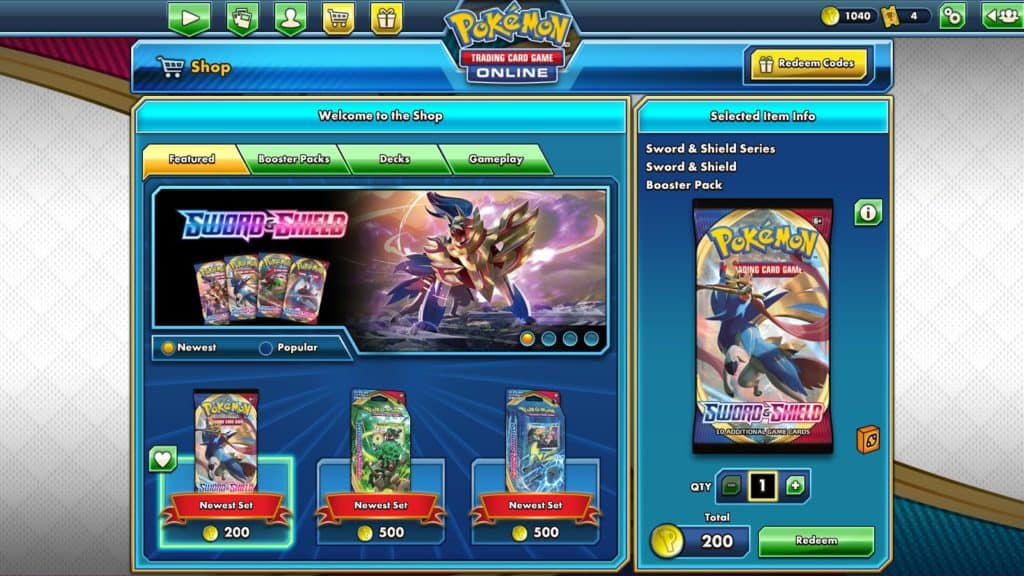 Pokemon shop interface.