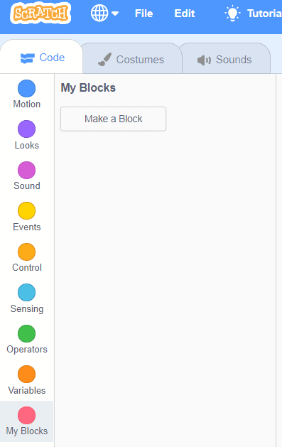 My blocks- Make a block in Scratch.
