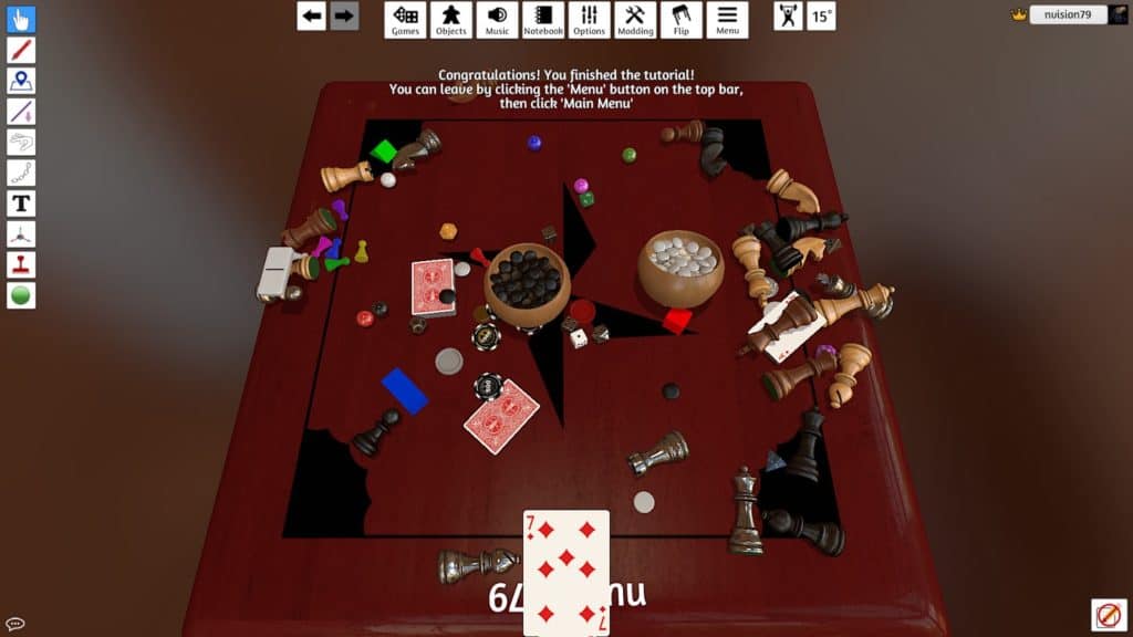 Tabletop simulator interface.