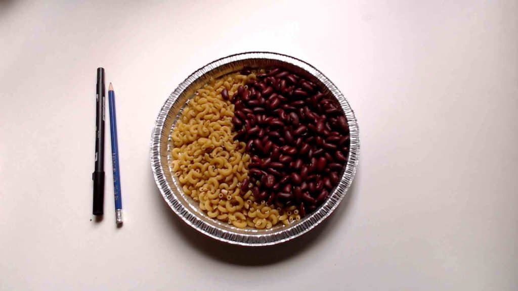 Pasta and beans in a bowl.