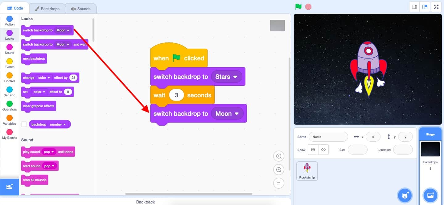 Scratch Basics Episode 10: Coding Backdrop Changes - Pinnguaq