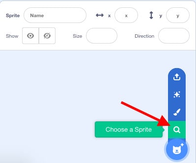Choose a Sprite magnify glass icon in the Sprites Pane.