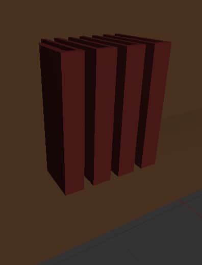 A model of books on a shelf created in Blender.