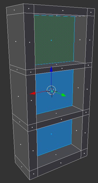 The bookshelf design in Blender.