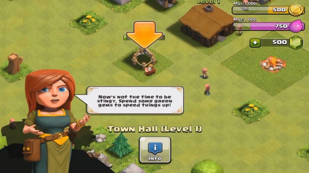 The Clash of Clans help screen by Supercell.