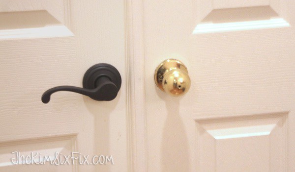 Two types of door handles. One has a handle and the other has a knob.