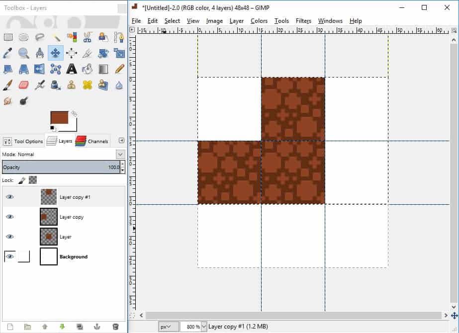 GIMP screenshot of how to duplicate layers.
