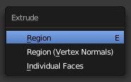 The extrude options in Blender.