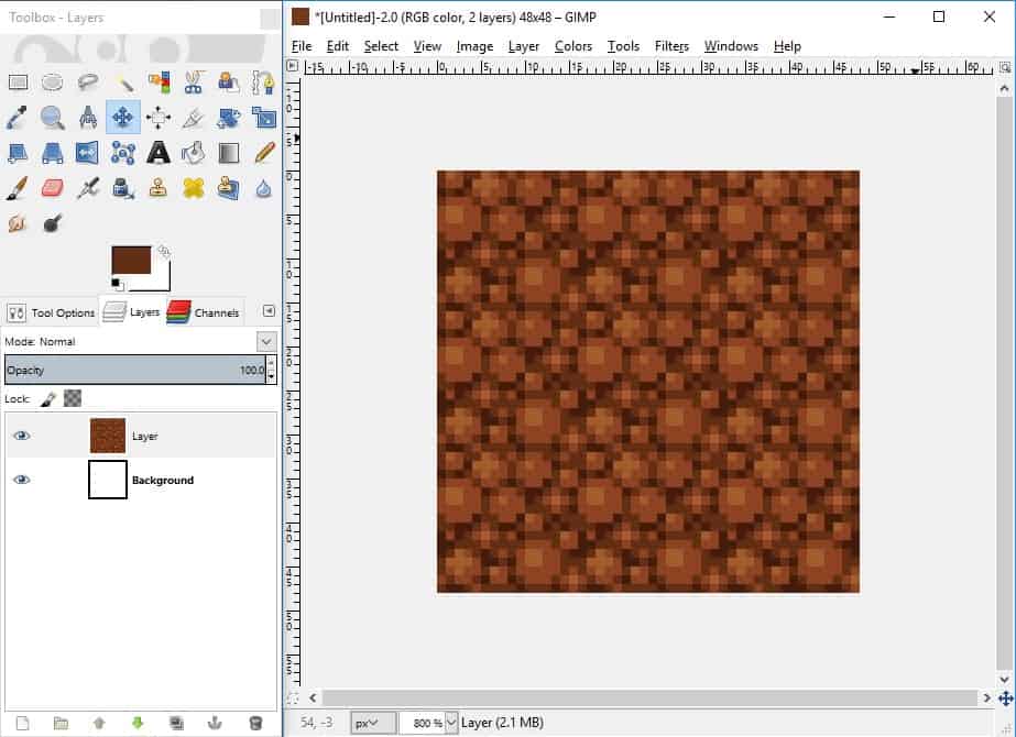 GIMP screenshot of the completed tile with shadows and highlights.