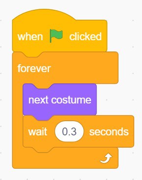 A group of Scratch blocks altering the costume of a sprite.
