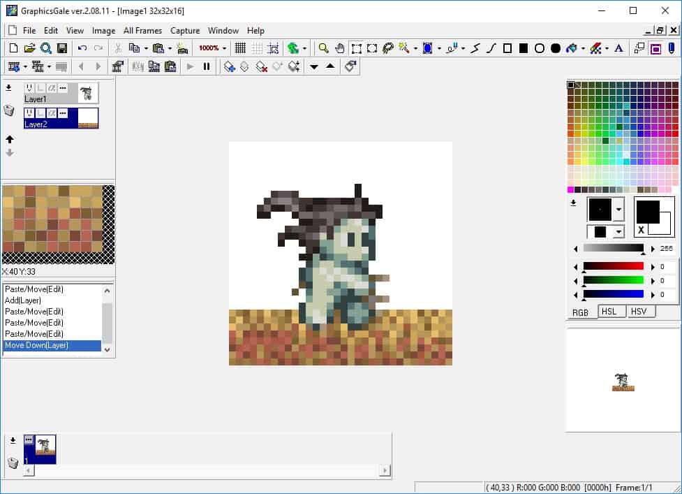 Ground layer added at the bottom of canvas and positioned behind the character.