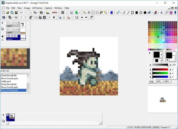 Pixel Art 4B: Animation Basics In GraphicsGale - Scrolling And Layers ...