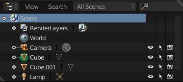 The scene tab in Blender.