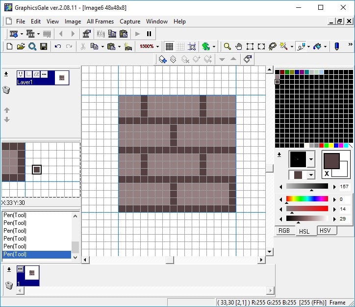 Staggered vertical lines added in between each horizontal line to create brick tiles.