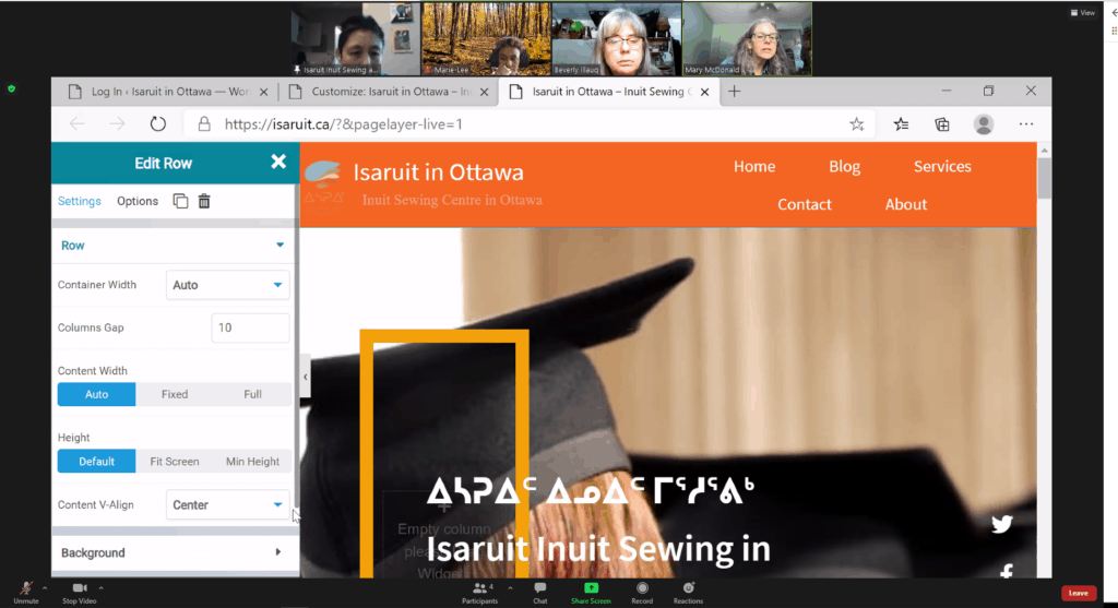 Zoom meeting with Inuit sewing group, Isaruit