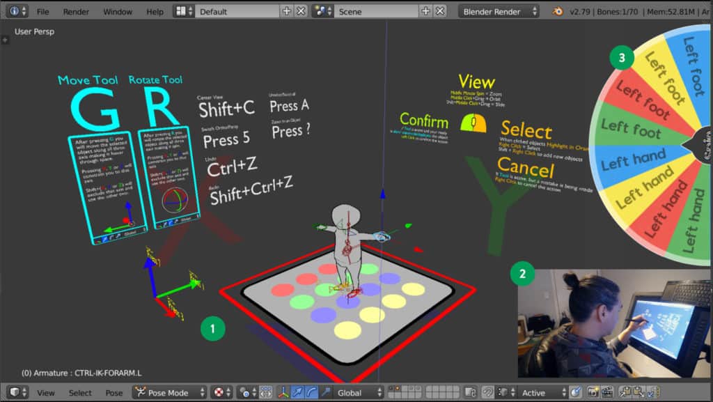 A setup in OBS with three layers.